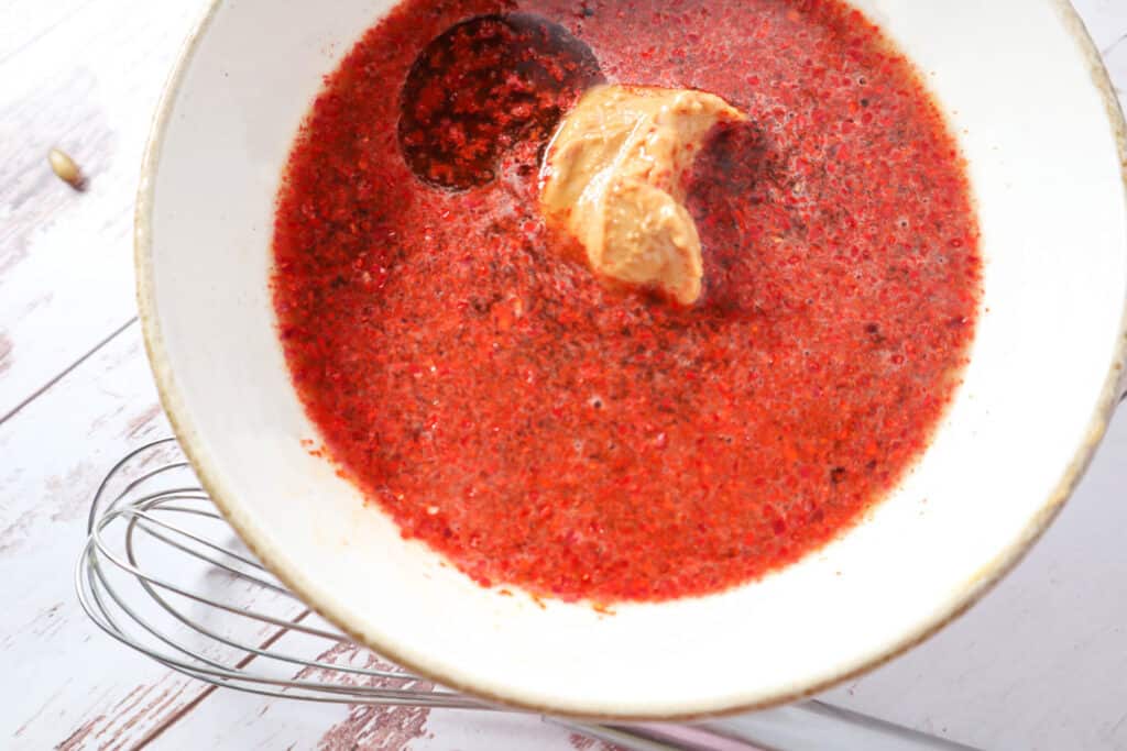 Peanut sauce ingredients in a bowl 