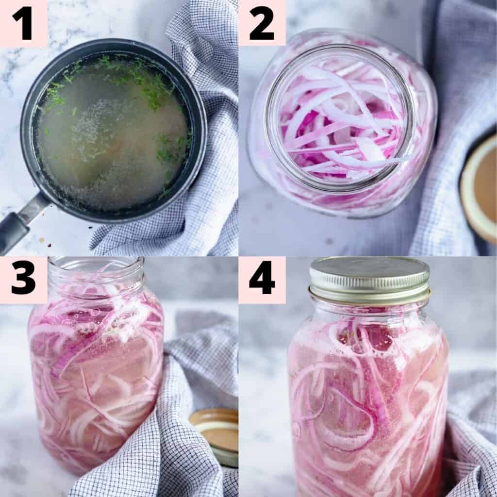 Step by step instructions for preparing pickled onions