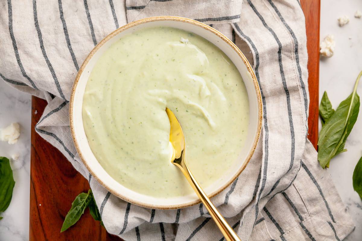 Homemade Feta Dressing [With Fresh Basil!]