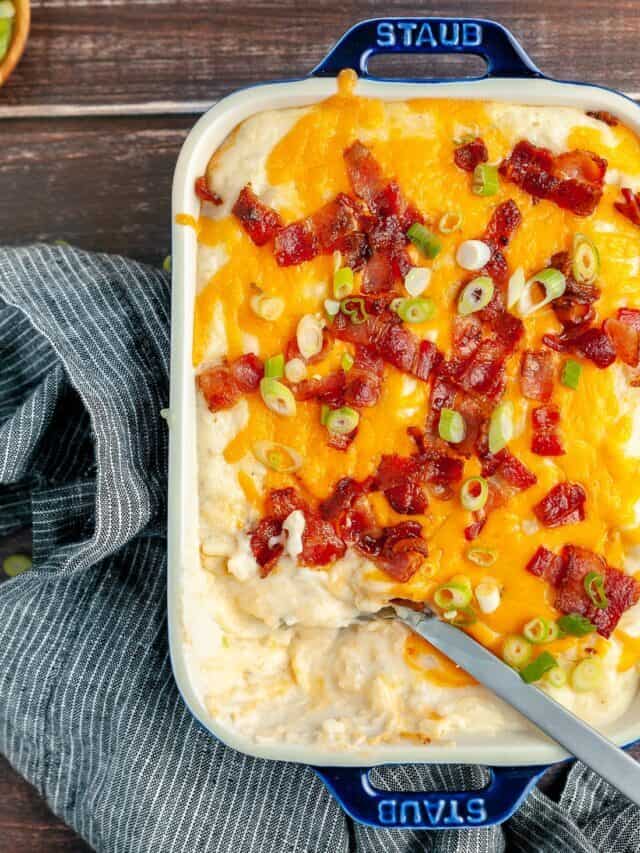 Twice Baked Loaded Mashed Potatoes [Easy Side!]