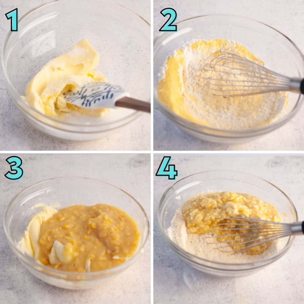 First 4 steps to make cornbread