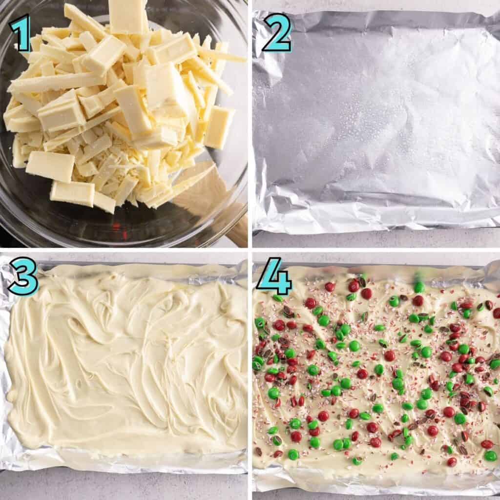 step by step instructions to prepare white chocolate crack