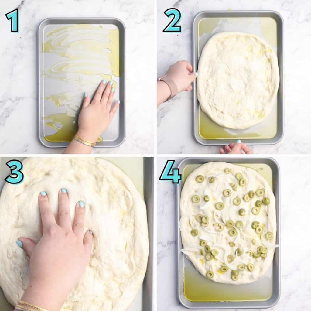 Step by step instructions to prepare pizza dough focaccia
