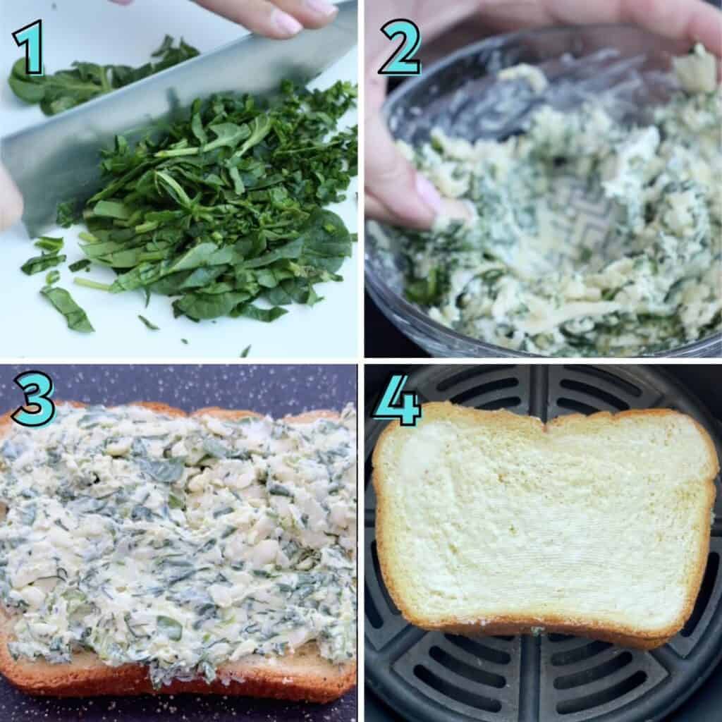 step by step instructions to prepare greek grilled cheese
