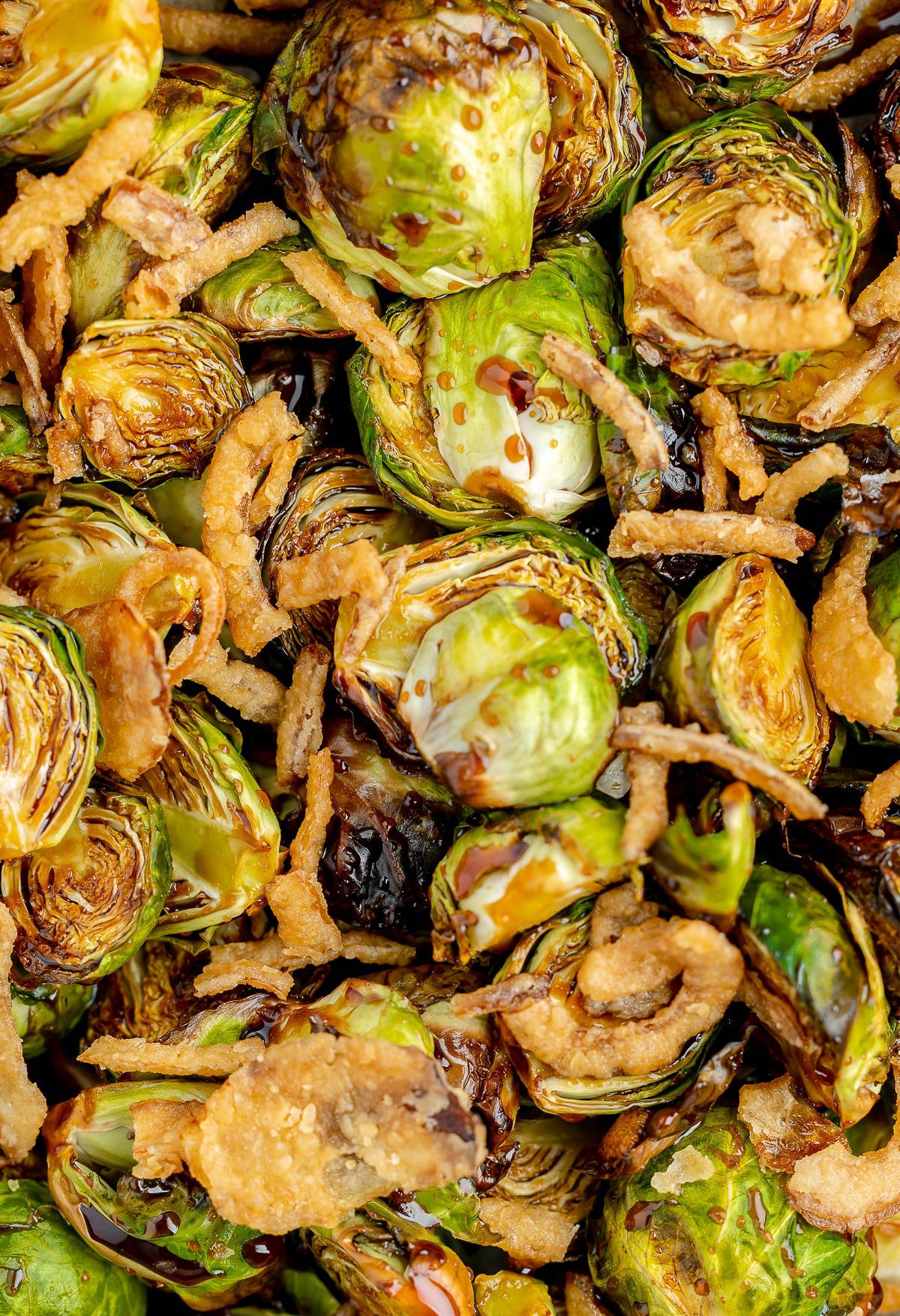 Closeup shot of red lobster copycat brussel sprouts.