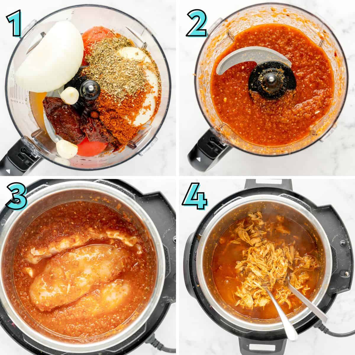 Collage with step by step instructions to prepare the recipe.