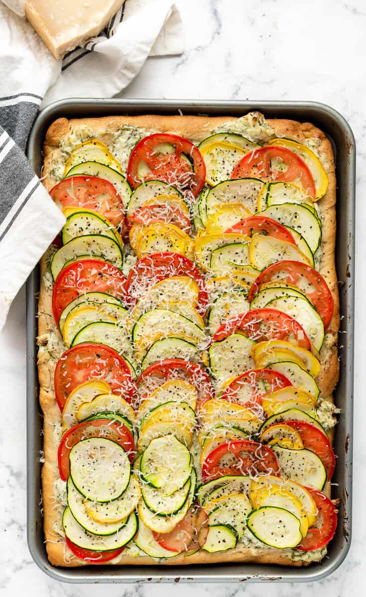 Cheesy Zucchini and Tomato Flatbread